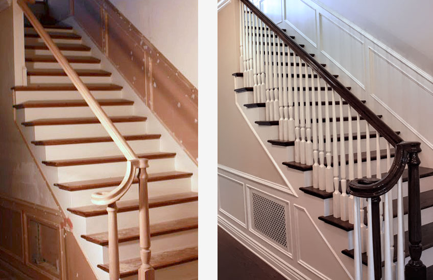 Painting Staining Stairs - Before & After