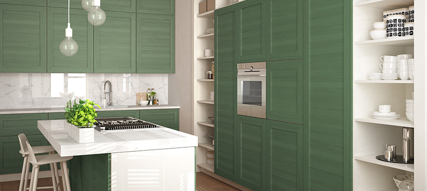 Kitchen Painting Ideas - Green Cabinets