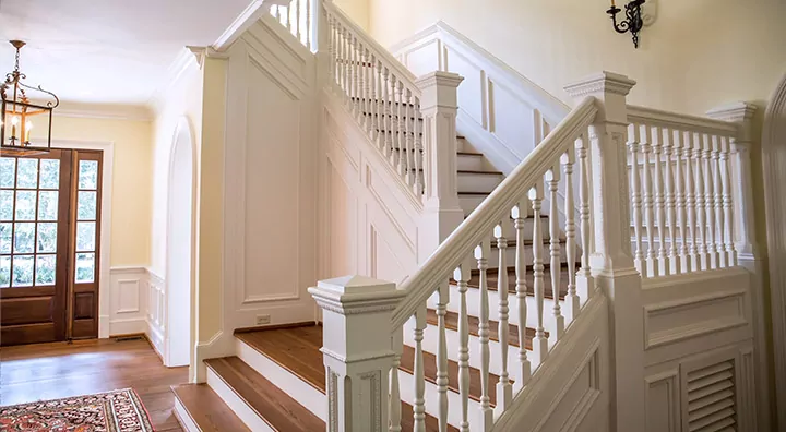 High-end home interior, painted stairs