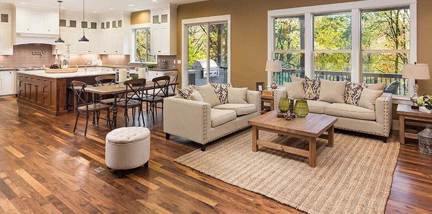 Living Room After Cleaning & Refinishing Hardwood Floor