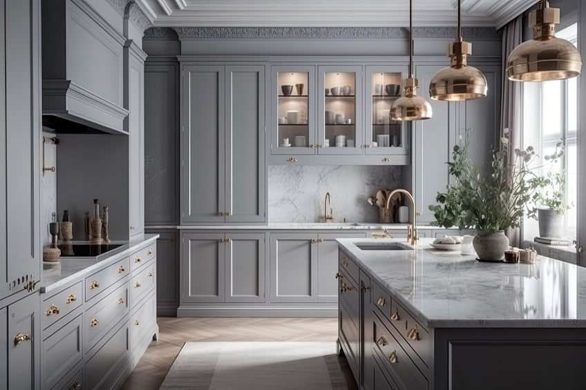 gray kitchen interior