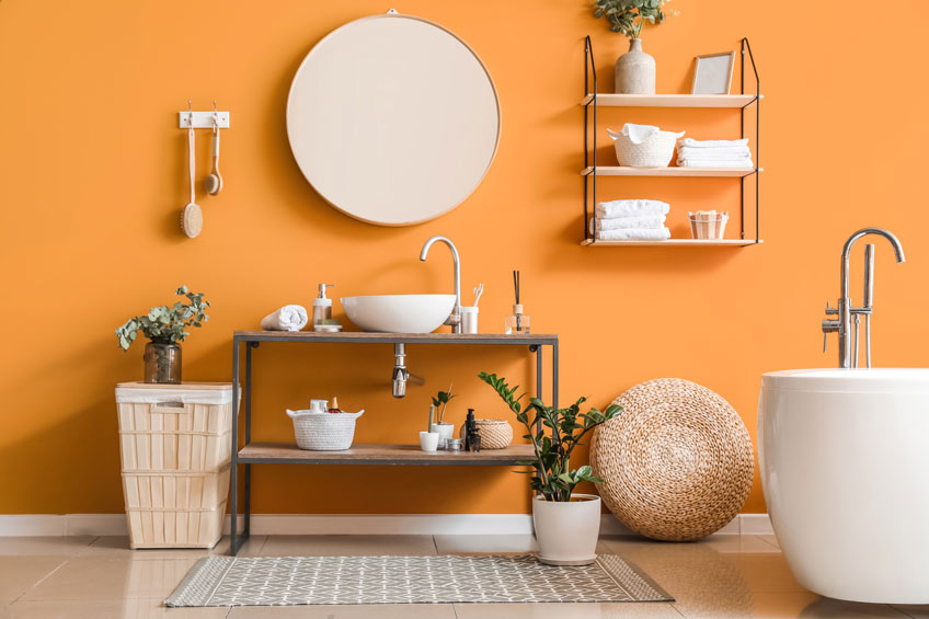 orange bathroom interior